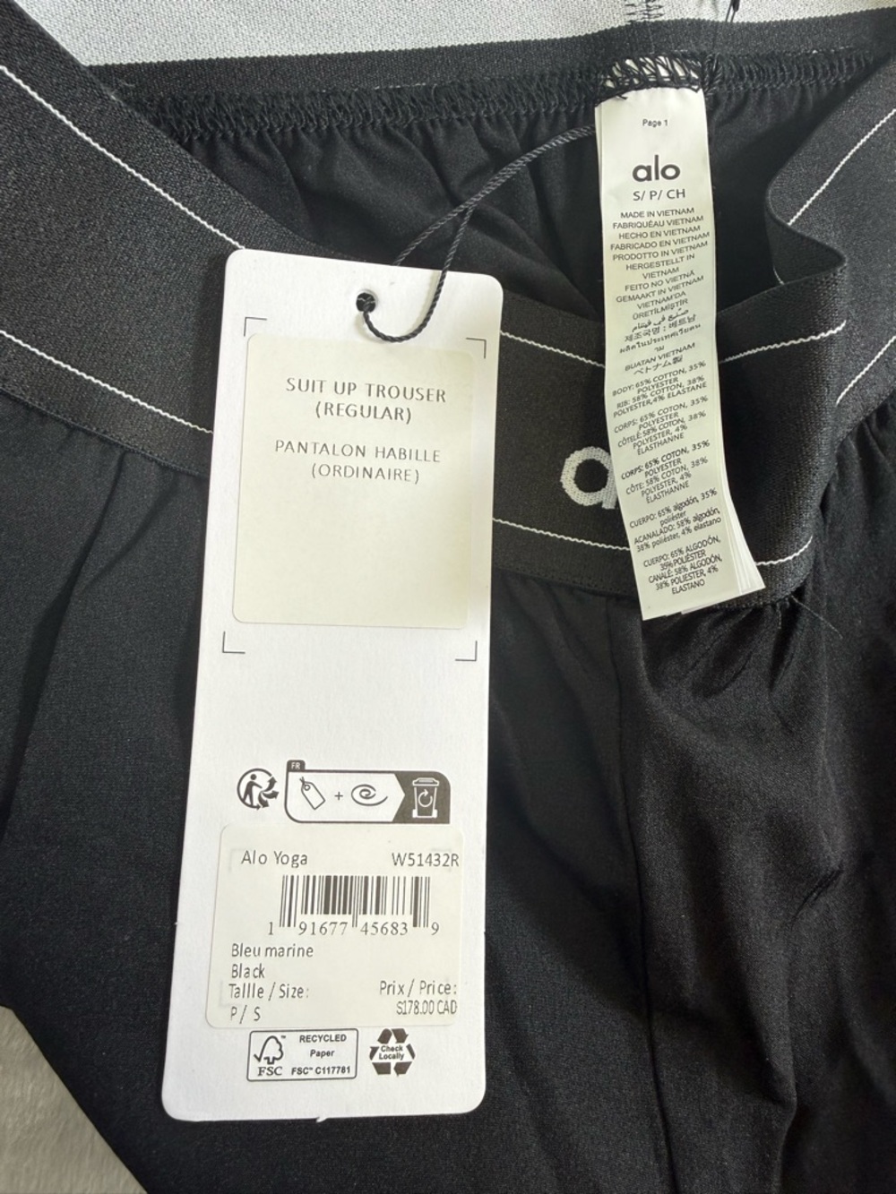 ALO Yoga Women’s Suit Up trousers Black Wide-Leg Pants New with Tags Size S - Picture 5 of 7
